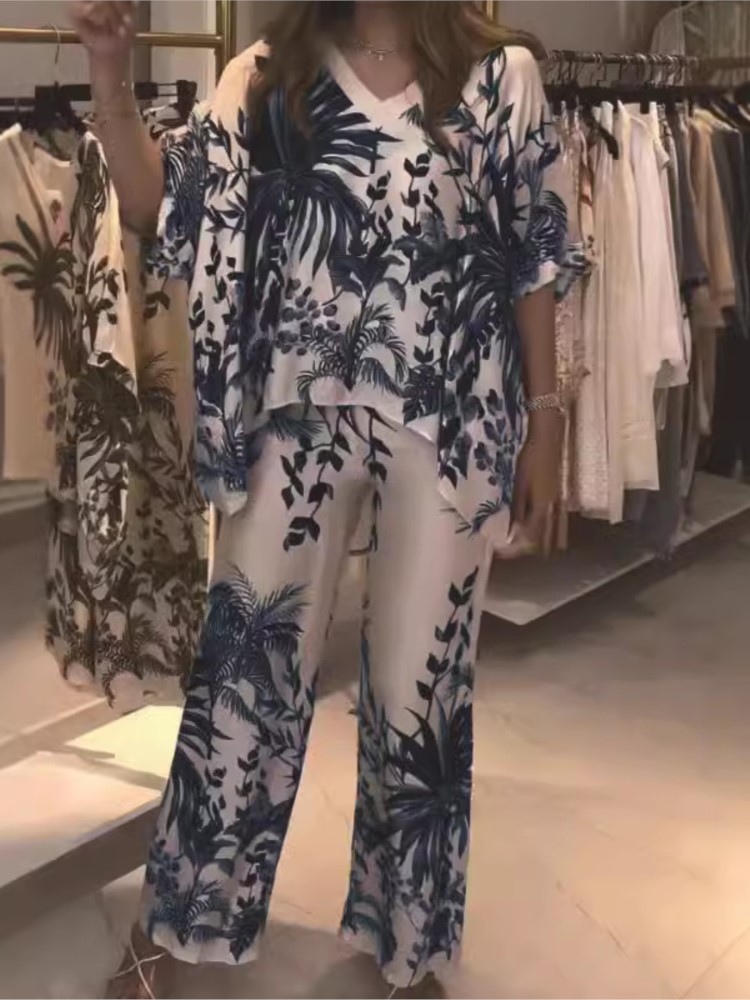 Romper Floral Print - Elegant Two Piece Office Suit 2024